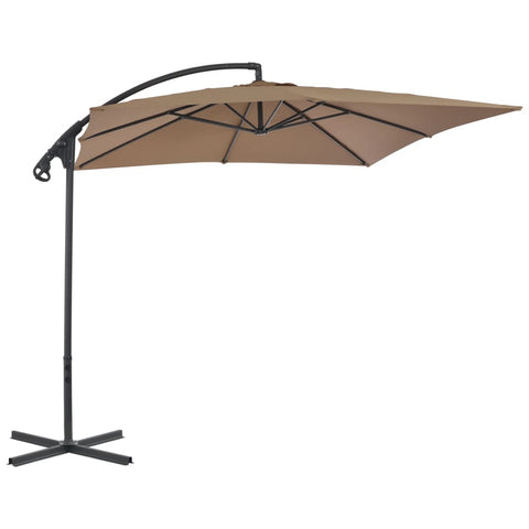 Umbrelă suspendată cu stâlp din oțel, gri taupe, 250 x 250 cm