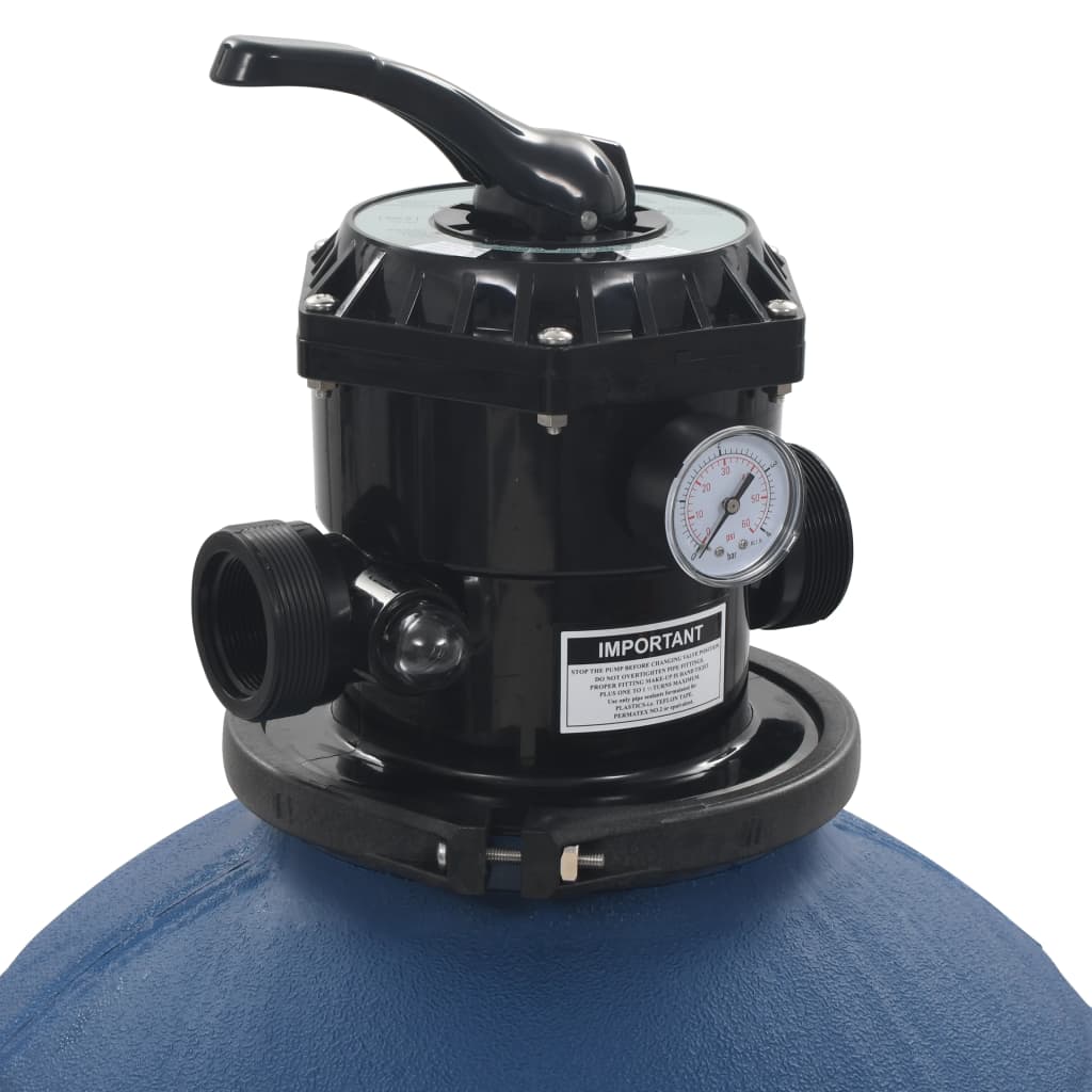 Filtru cu nisip pentru piscină supapă 6 poziții albastru 560 mm