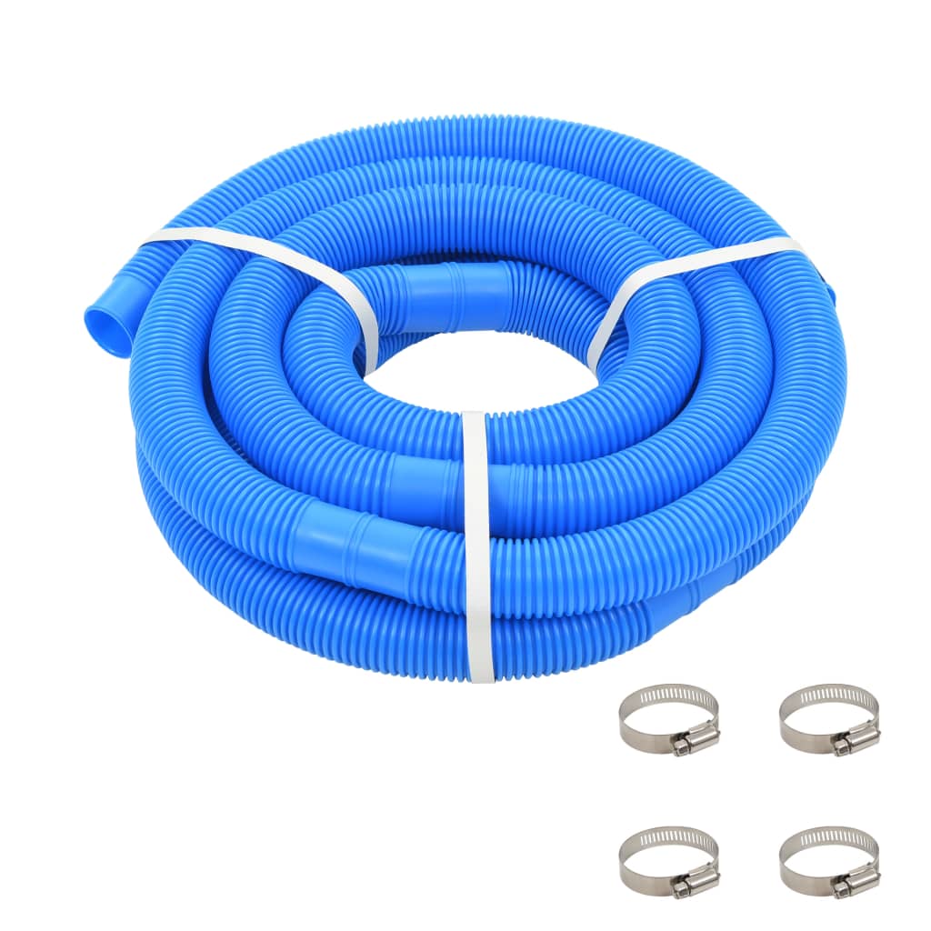 Furtun de piscină cu cleme, albastru, 38 mm, 6 m