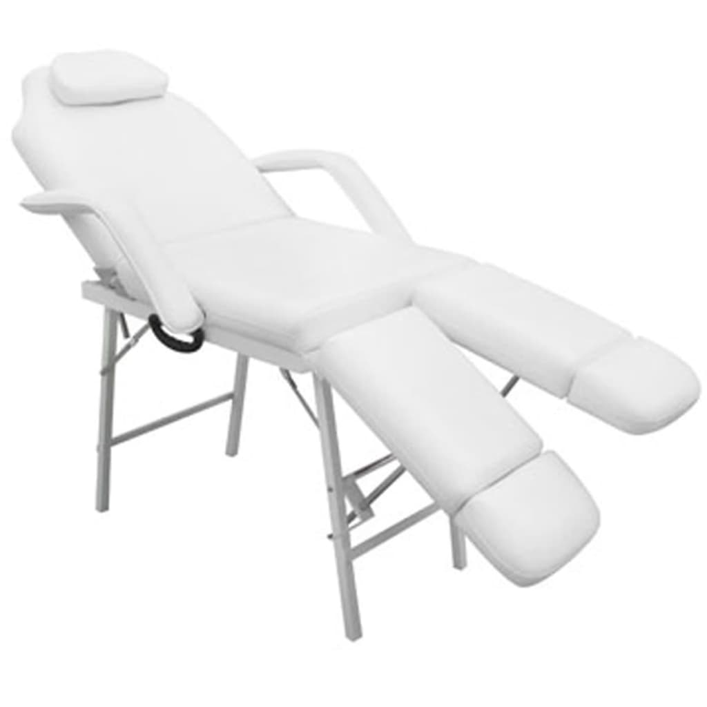 Scaun tratament facial, piele artificială, 185x78x76 cm, alb