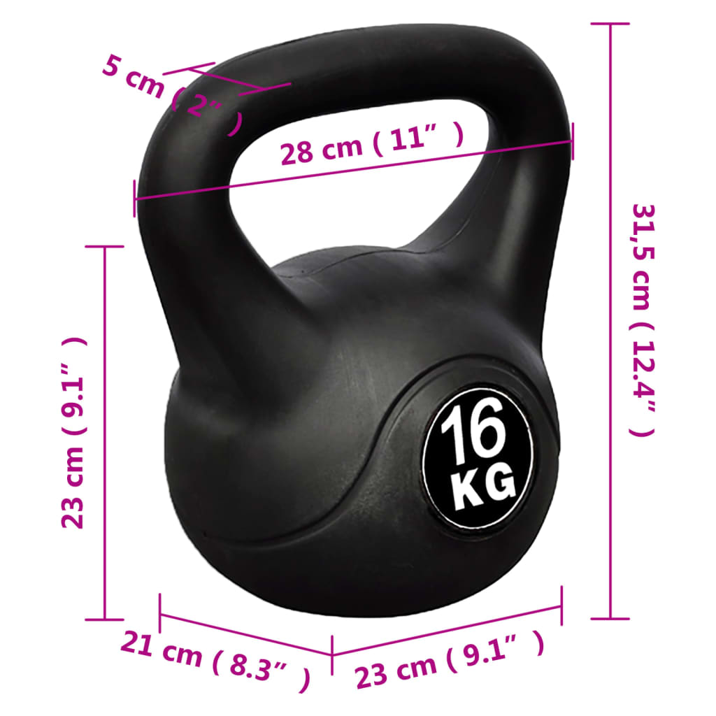 Greutate tip bilă cu mâner Kettlebell, 16 kg