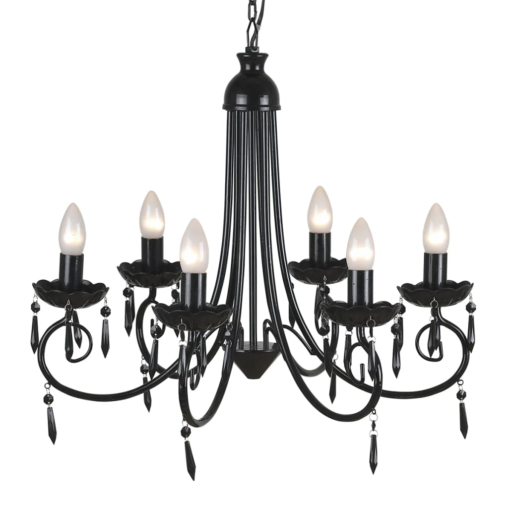 Lampă de tavan Candelabru elegant negru 6 fasunguri pentru becuri