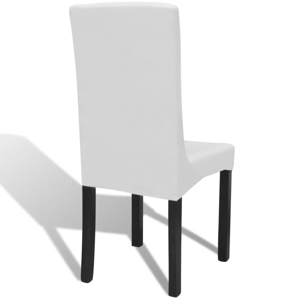 Huse de scaun elastice drepte, 6 buc., alb