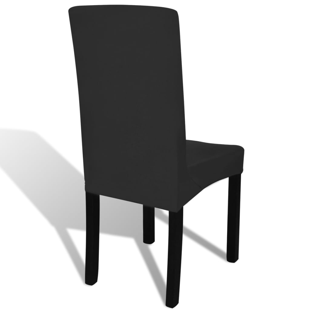 Huse de scaun elastice drepte, 6 buc., negru