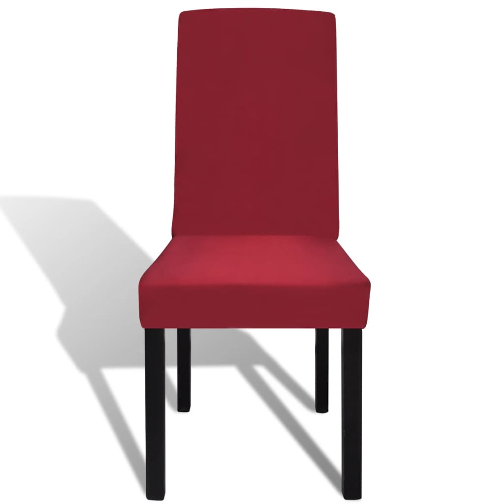Huse de scaun elastice drepte, 6 buc., roșu bordo