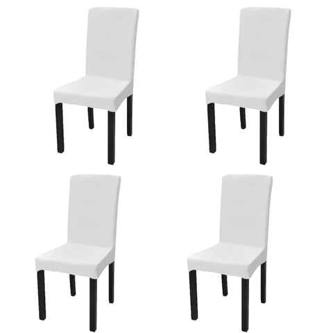 Huse de scaun elastice drepte, 4 buc., alb