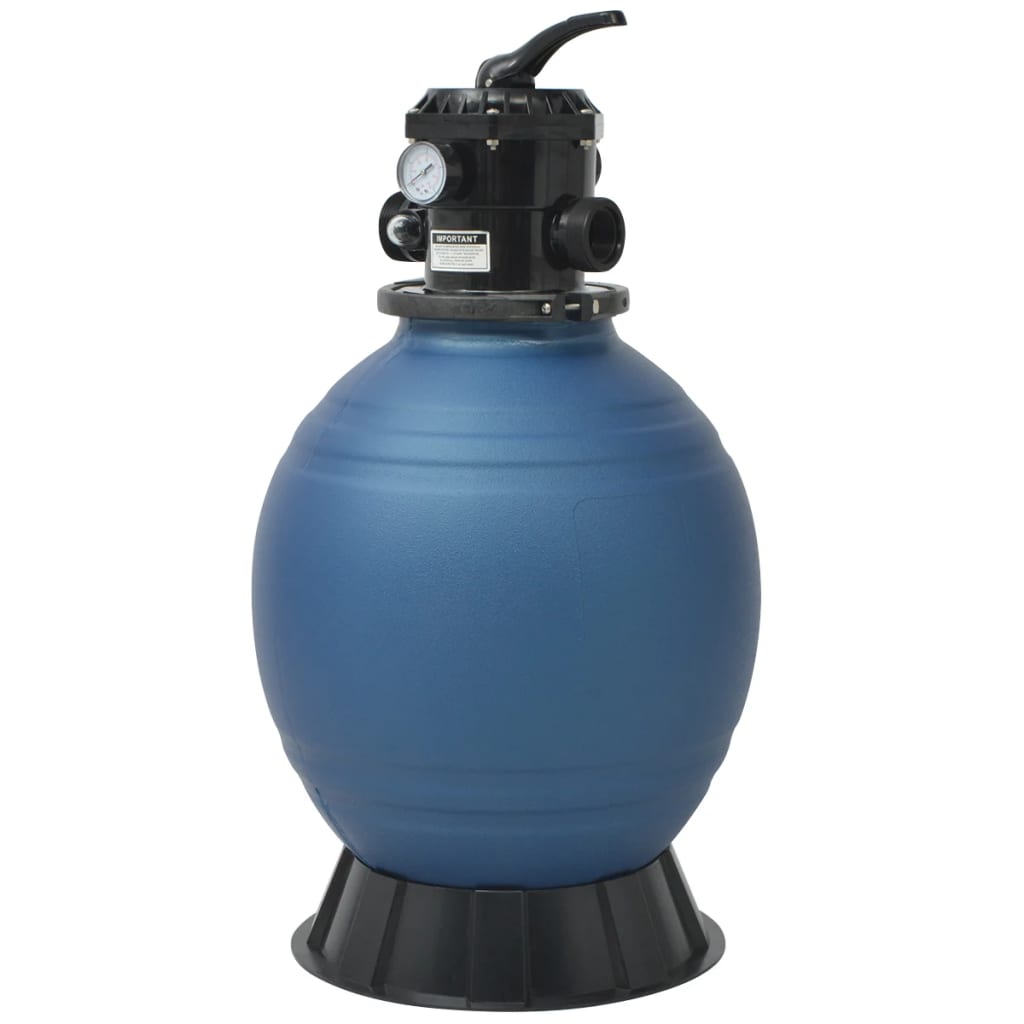 Filtru cu nisip pentru piscină supapă 6 poziții albastru 460 mm