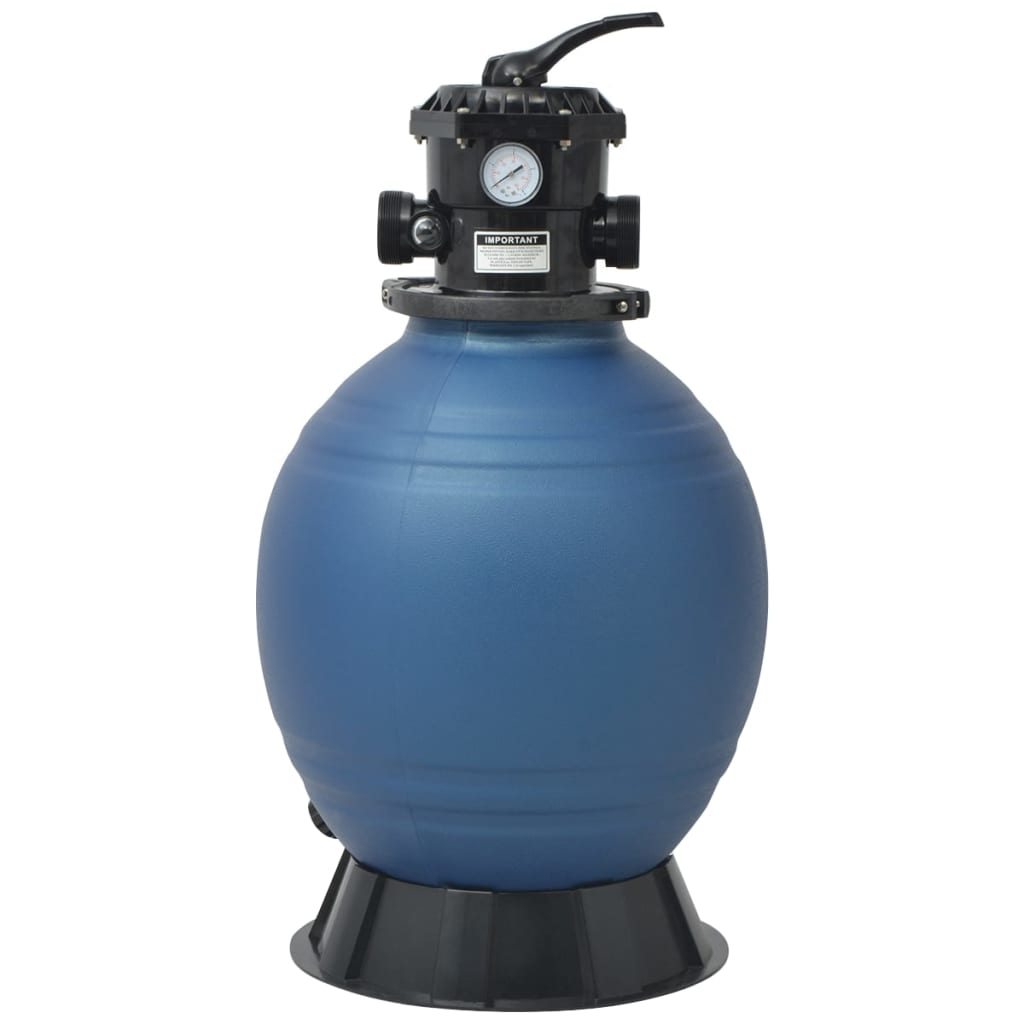 Filtru cu nisip pentru piscină supapă 6 poziții albastru 460 mm