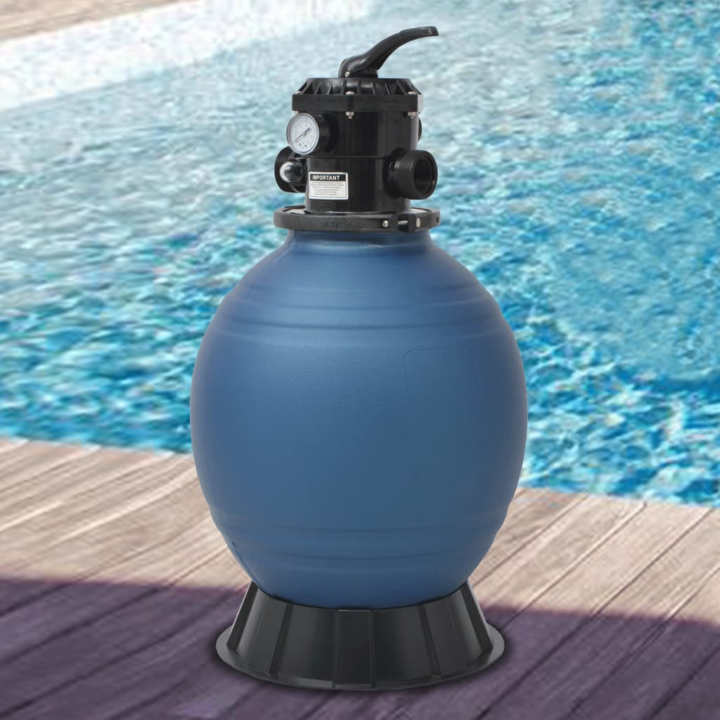 Filtru cu nisip pentru piscină supapă 6 poziții albastru 460 mm