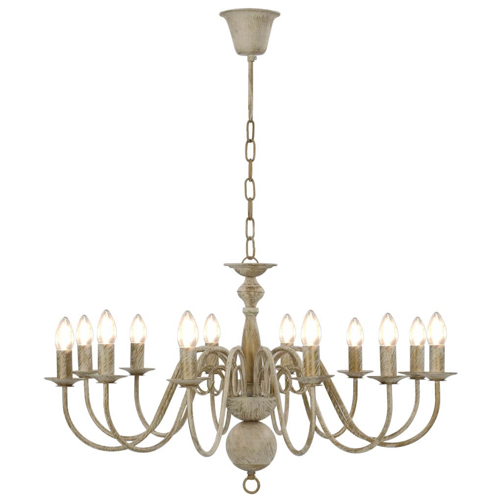 Candelabru, alb vintage, 12 becuri E14