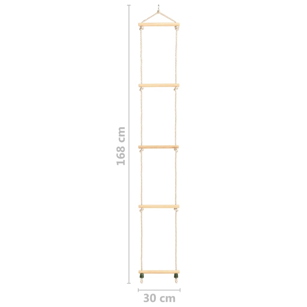 Scară din frânghie pentru copii, 30x168 cm, lemn masiv și PE