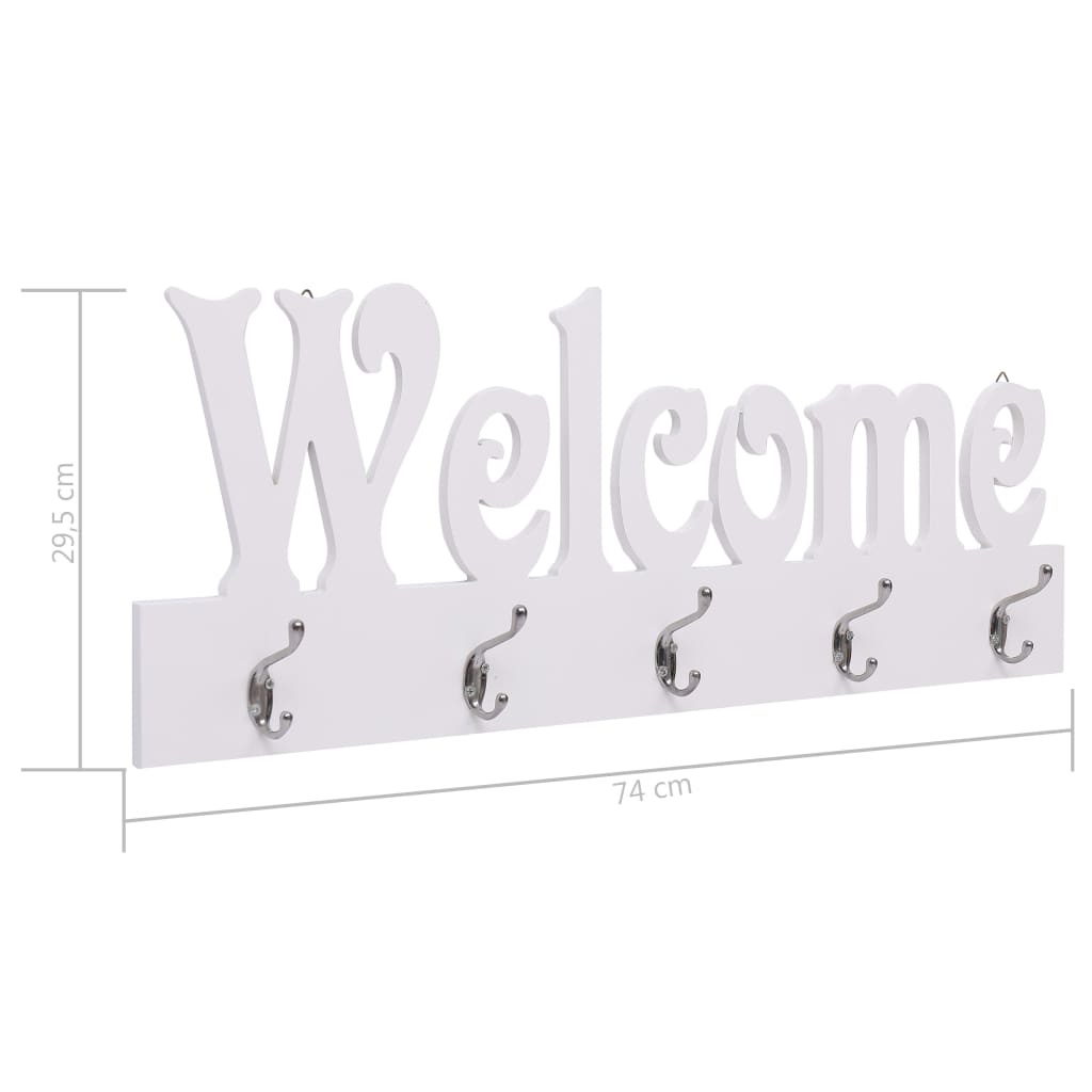 Cuier de perete WELCOME, alb, 74 x 29,5 cm