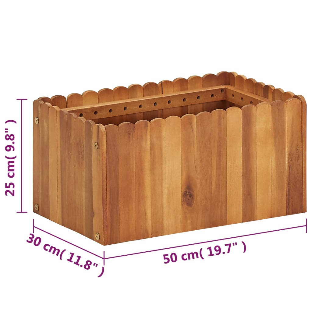 Strat înălțat de grădină, 50 x 30 x 25 cm, lemn masiv de acacia