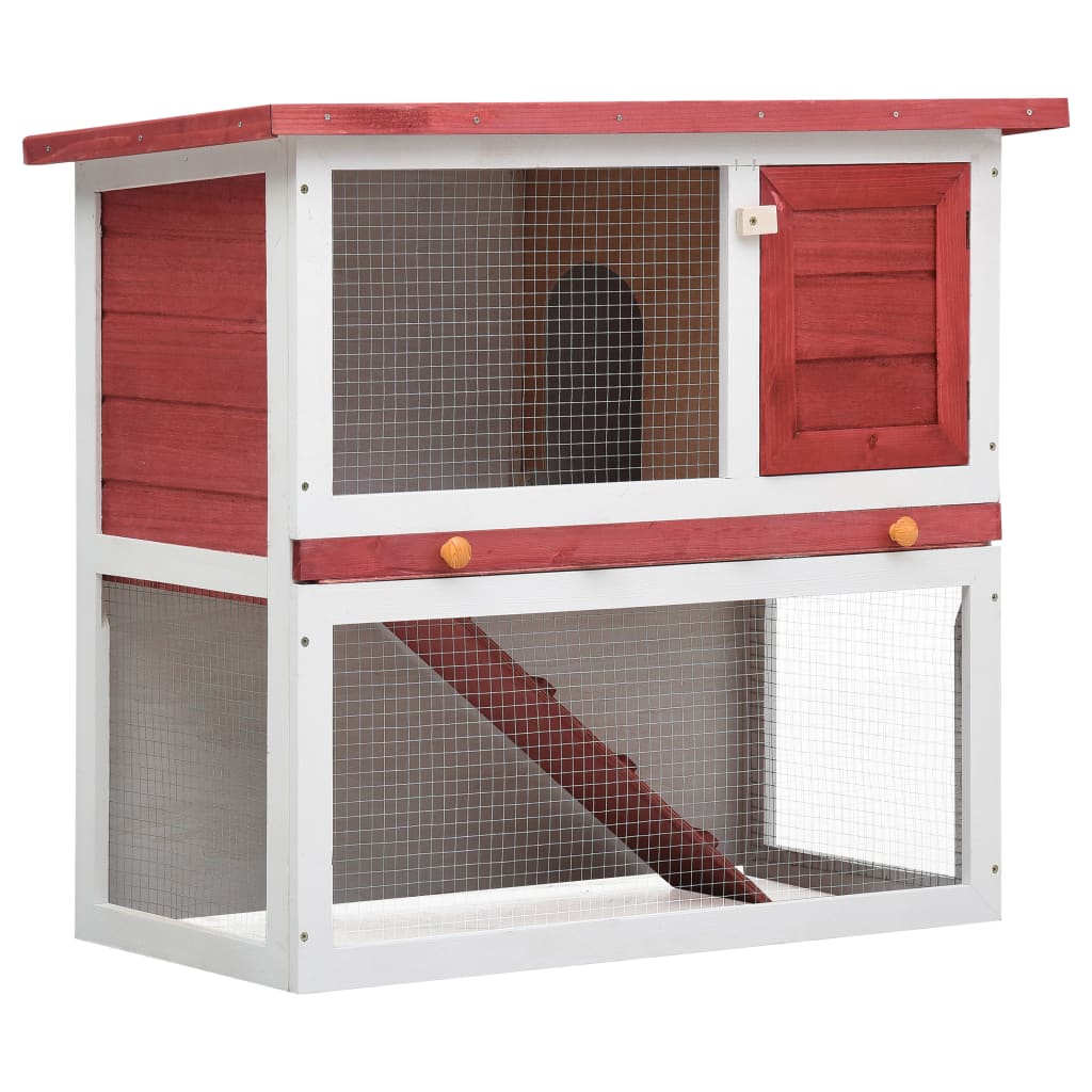 Cușcă de iepuri pentru exterior, 1 ușă, roșu, lemn