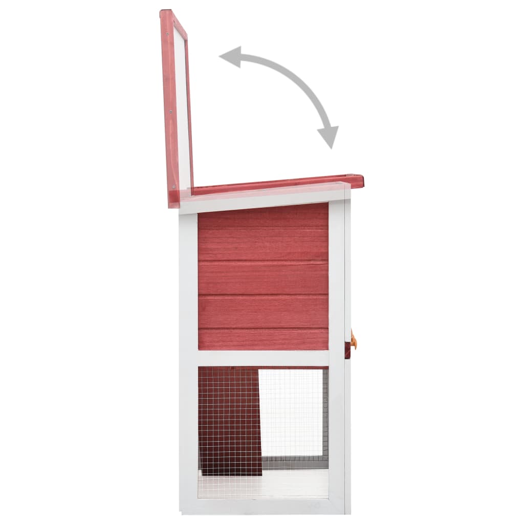 Cușcă de iepuri pentru exterior, 1 ușă, roșu, lemn