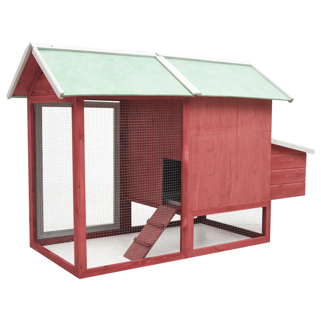 Coteț de păsări, roșu, 170 x 81 x 110 cm, lemn masiv pin & brad