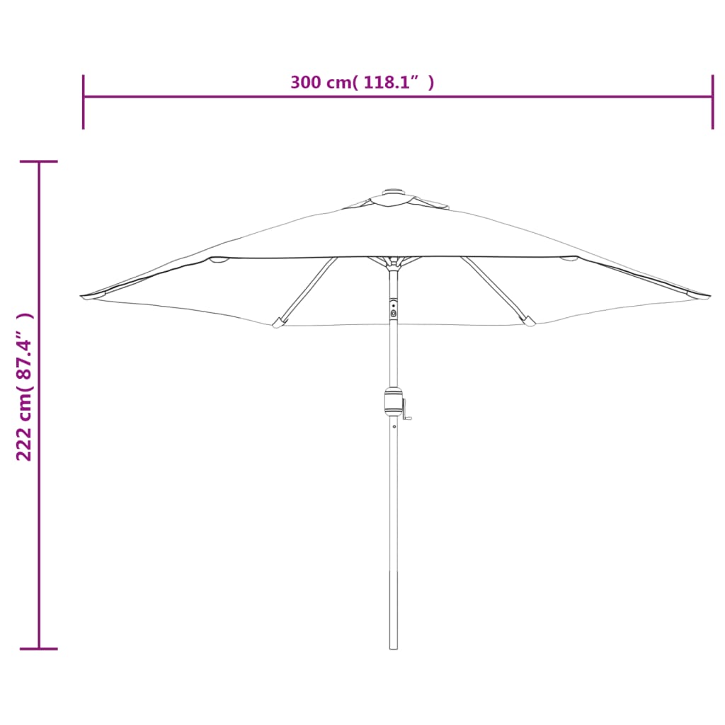 Umbrelă de soare de exterior cu stâlp metalic, azur, 300 cm