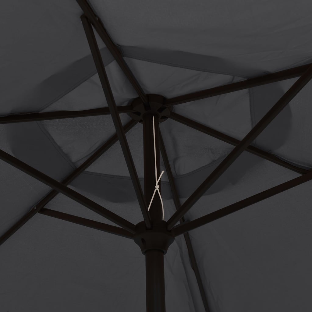 Umbrelă de soare exterior, LED-uri și stâlp oțel, negru, 300 cm