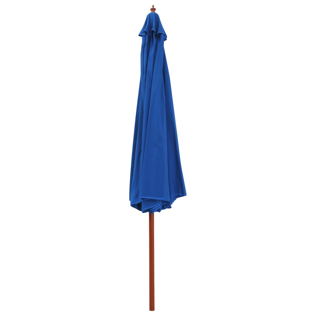 Umbrelă de soare de exterior, stâlp din lemn, albastru, 350 cm