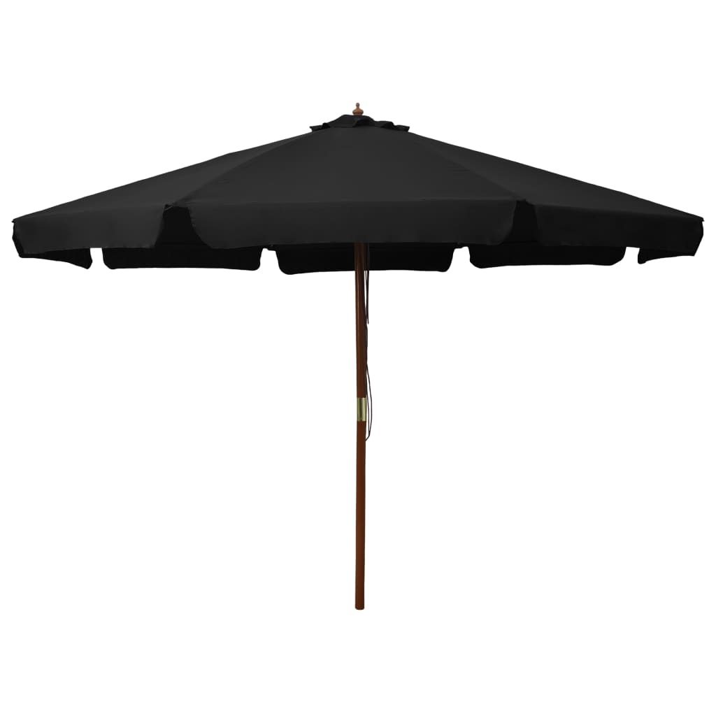 Umbrelă de soare de exterior, stâlp din lemn, negru, 330 cm