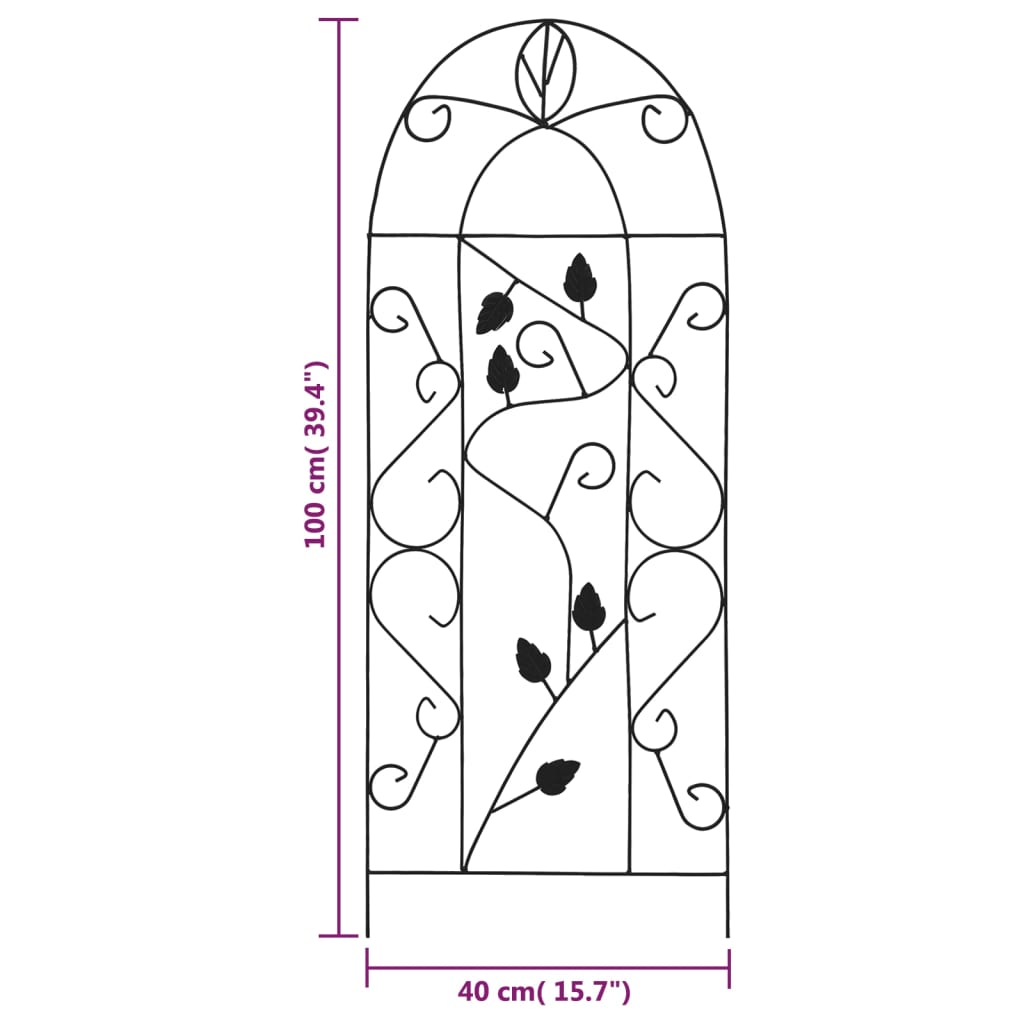 Suporturi plante cățărătoare, 3 buc., negru, 40 x 100 cm, fier