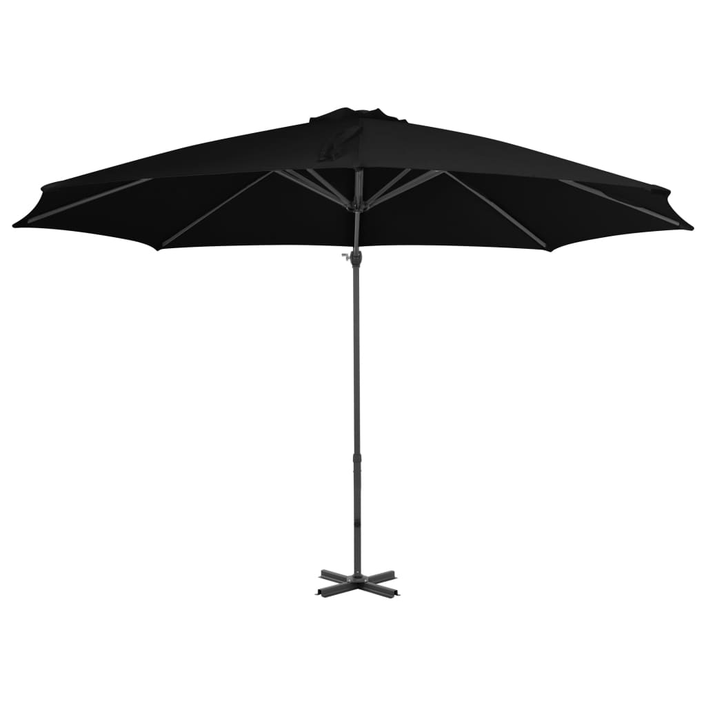 Umbrelă suspendată cu stâlp din aluminiu, negru, 300 cm