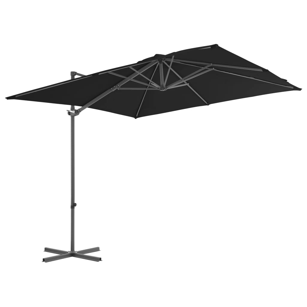 Umbrelă în consolă cu stâlp din oțel, negru, 250x250 cm