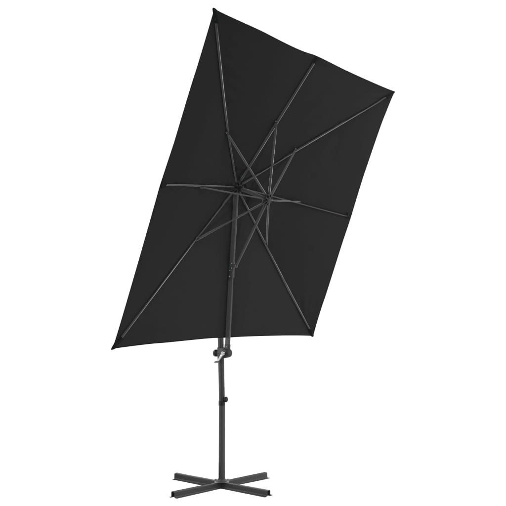 Umbrelă în consolă cu stâlp din oțel, negru, 250x250 cm