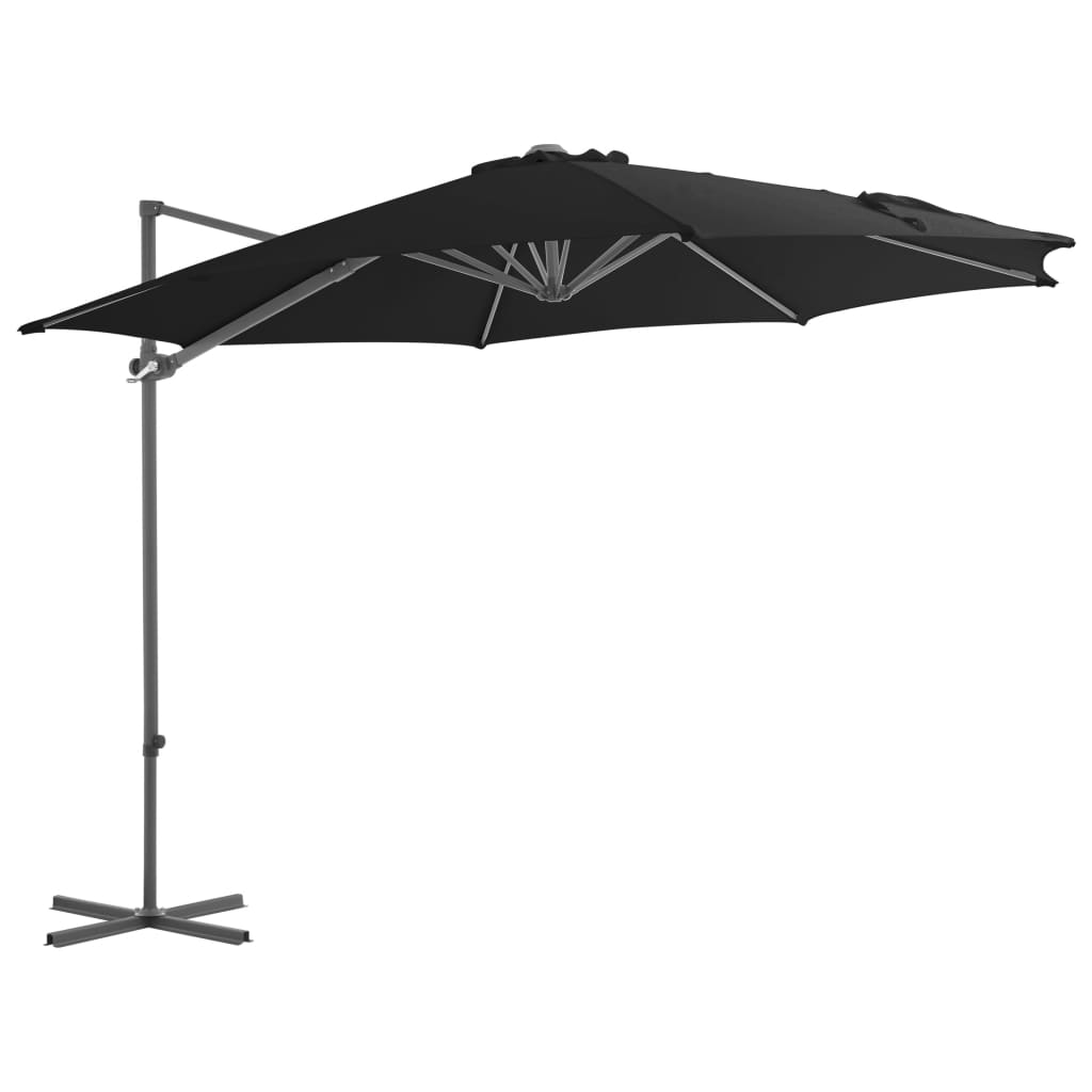 Umbrelă în consolă cu stâlp din oțel, negru, 300 cm