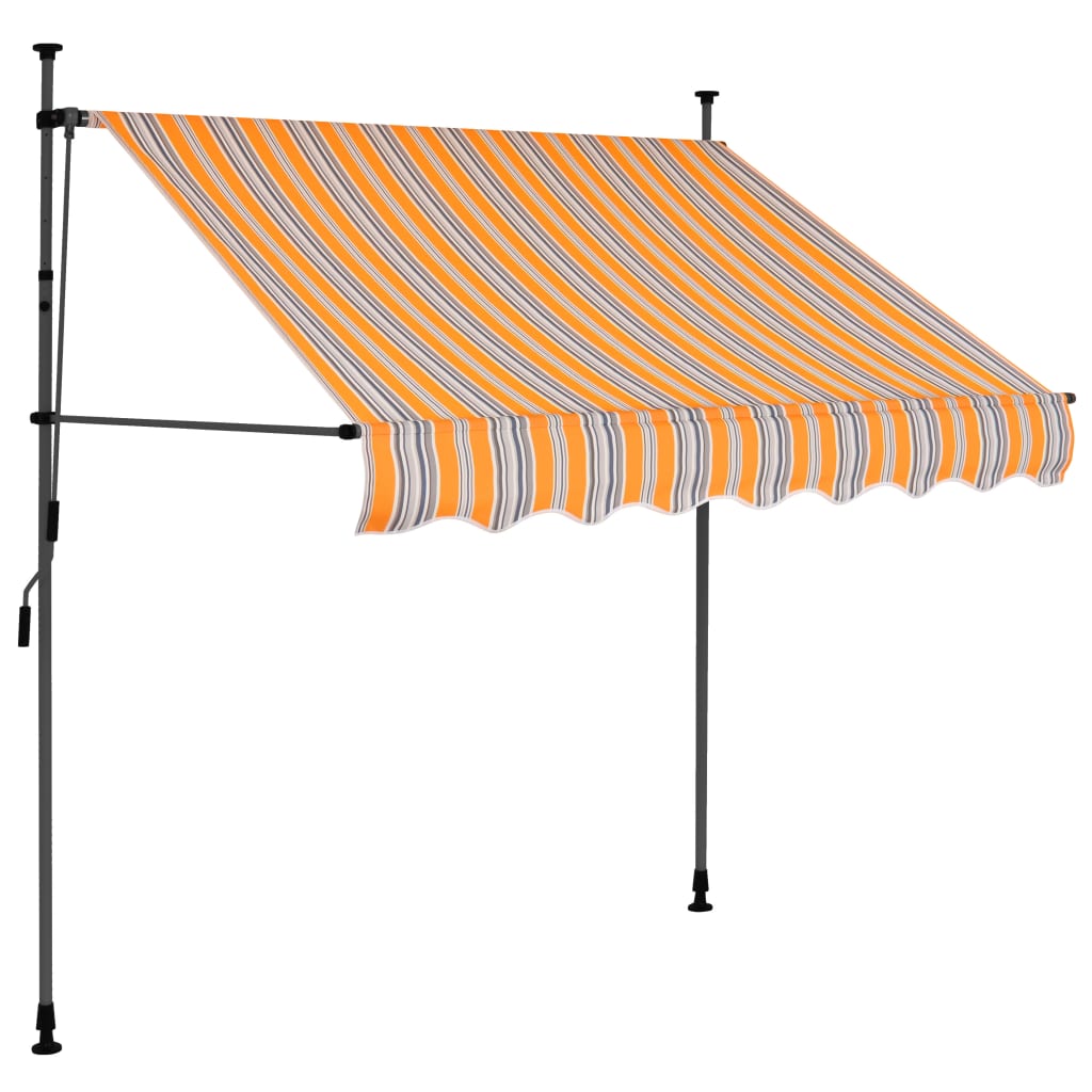 Copertină retractabilă manual cu LED, galben & albastru, 100 cm