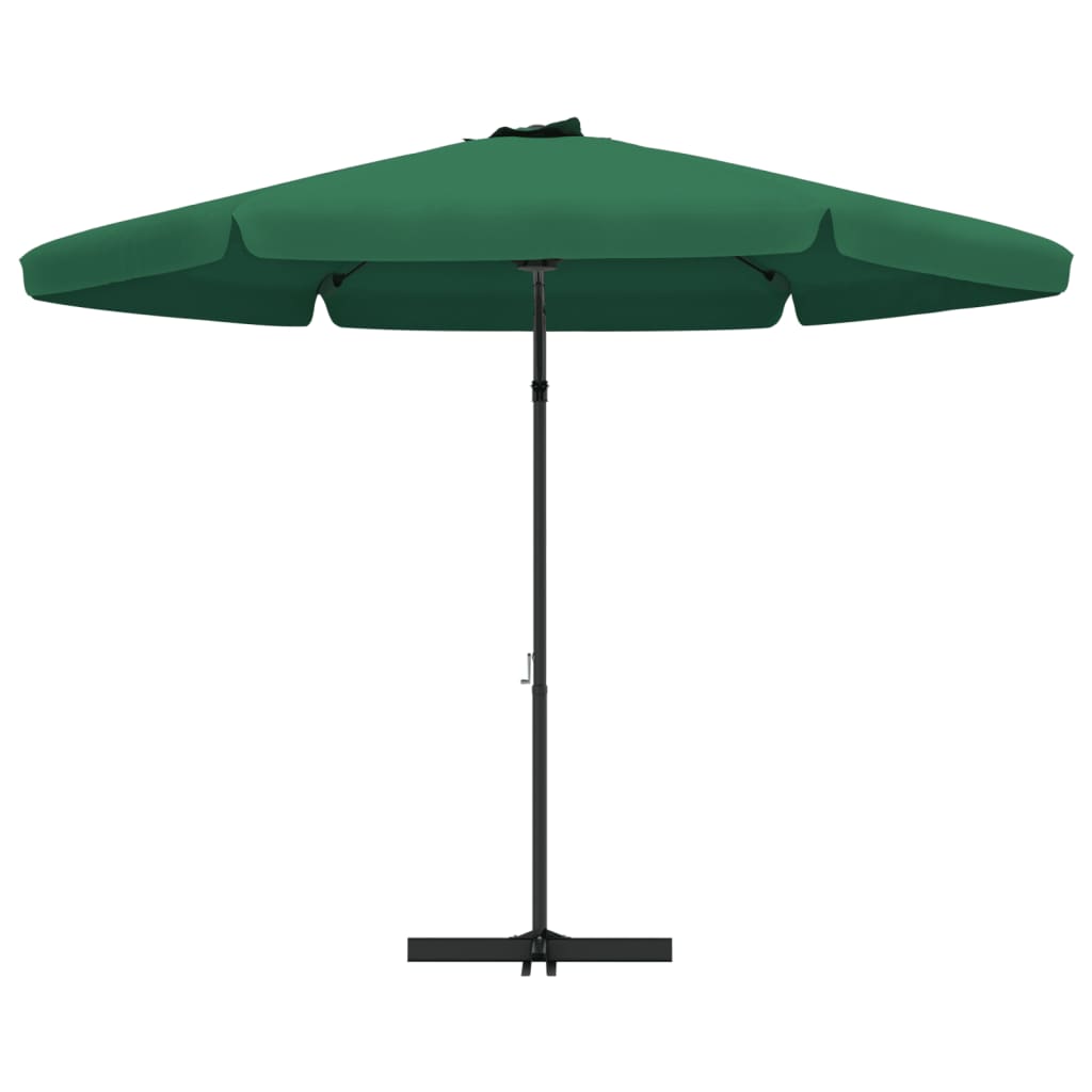 Umbrelă de soare de exterior cu stâlp din oțel, verde, 300 cm