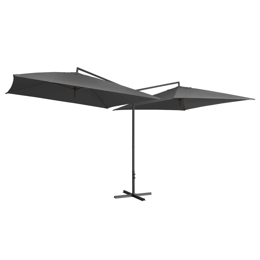 Umbrelă de soare cu stâlp din oțel, antracit, 250x250 cm