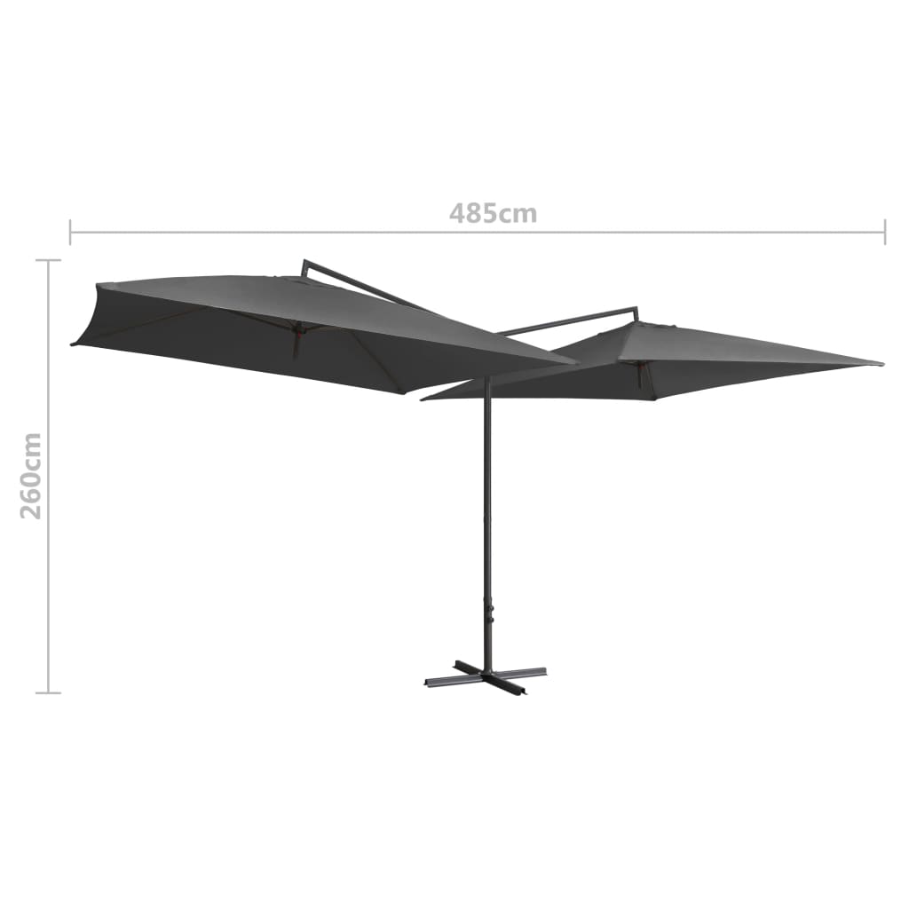 Umbrelă de soare cu stâlp din oțel, antracit, 250x250 cm