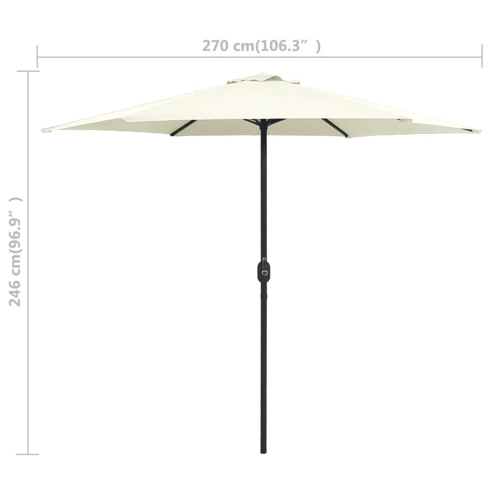 Umbrelă de soare cu stâlp aluminiu, alb nisipiu, 270 x 246 cm