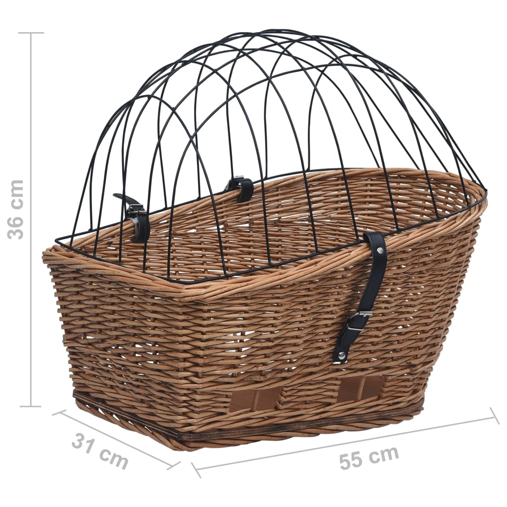 Coș portbagaj bicicletă cu capac 55x31x36 cm, răchită naturală