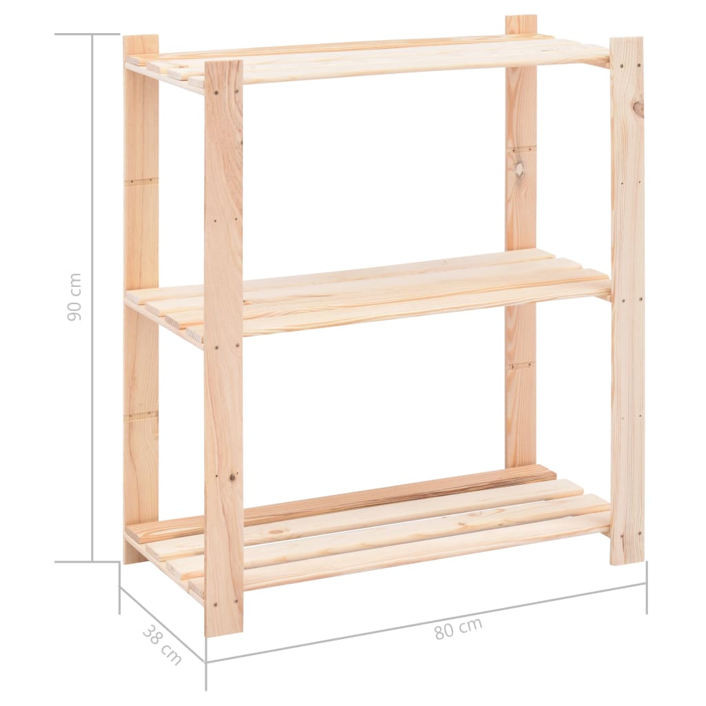 Rafturi depozitare 3 niveluri 2 buc. 80x38x90cm pin masiv 150kg