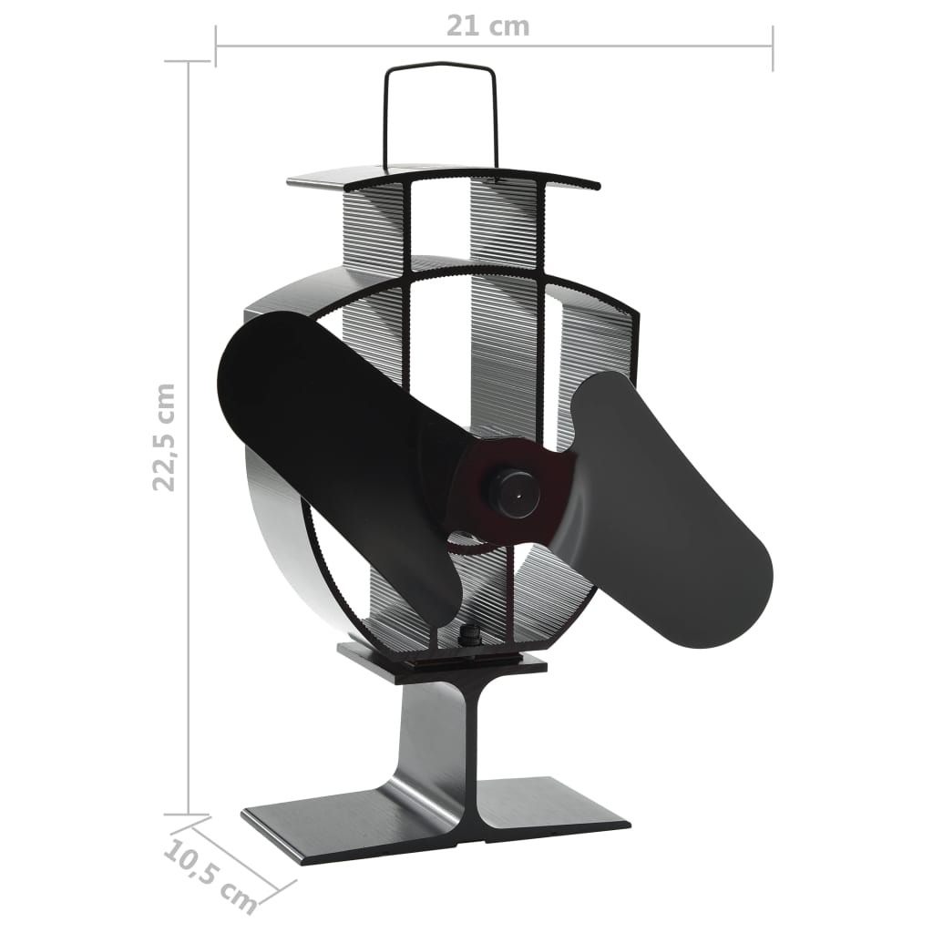 Ventilator de sobă cu alimentare termică, 2 palete, negru