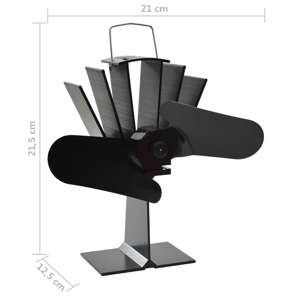 Ventilator de sobă cu alimentare termică, 2 palete, negru