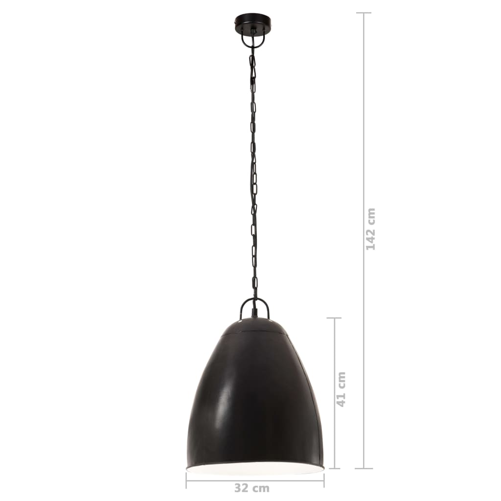 Lampă suspendată industrială, negru, 32 cm, E27, rotund, 25 W