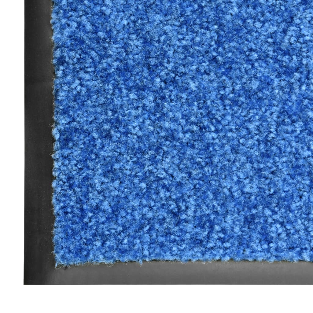 Covoraș de ușă lavabil albastru 90x150 cm