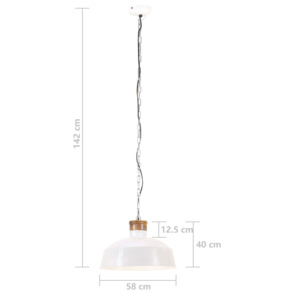 Lampă suspendată industrială, alb, 58 cm, E27