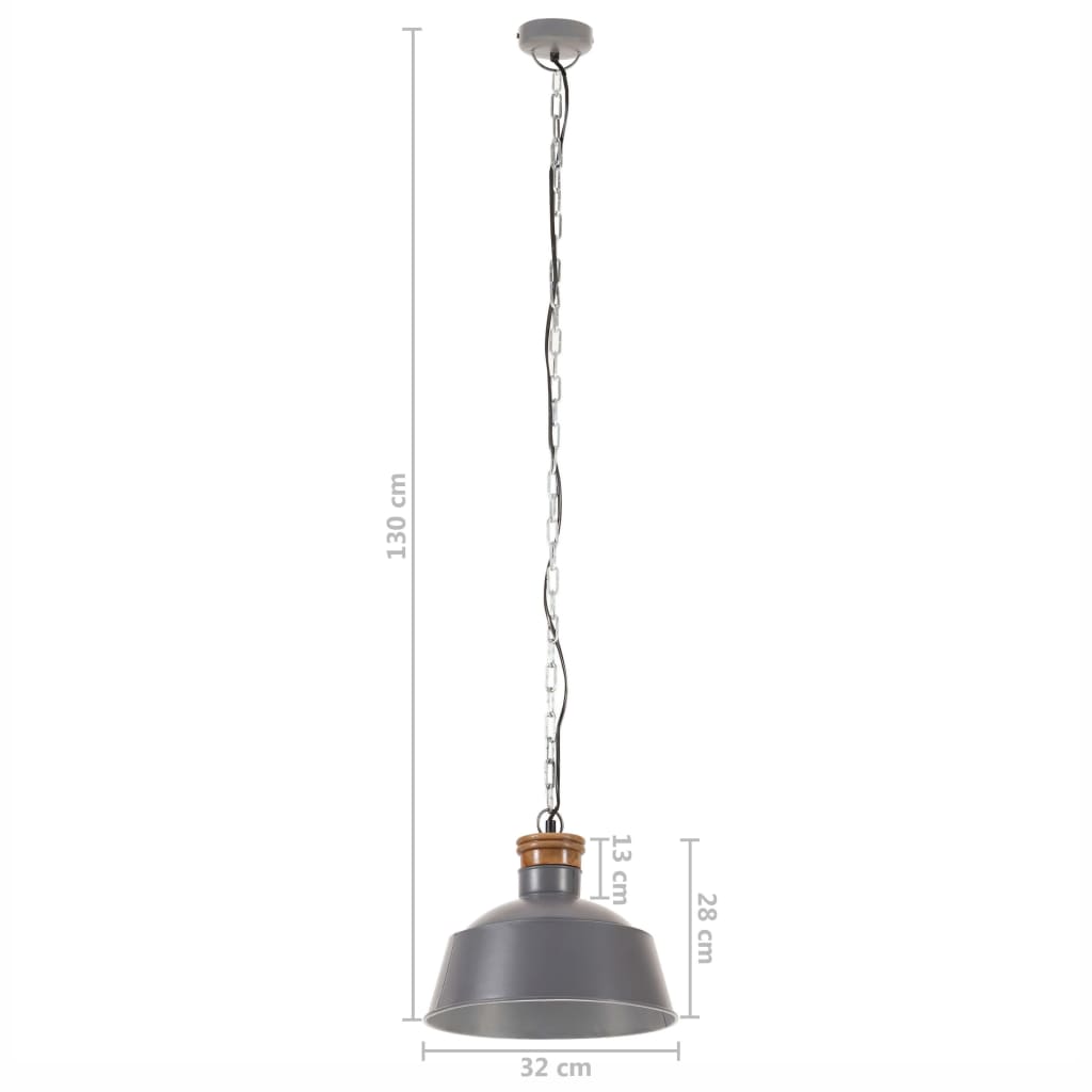 Lampă suspendată industrială, gri, 32 cm, E27