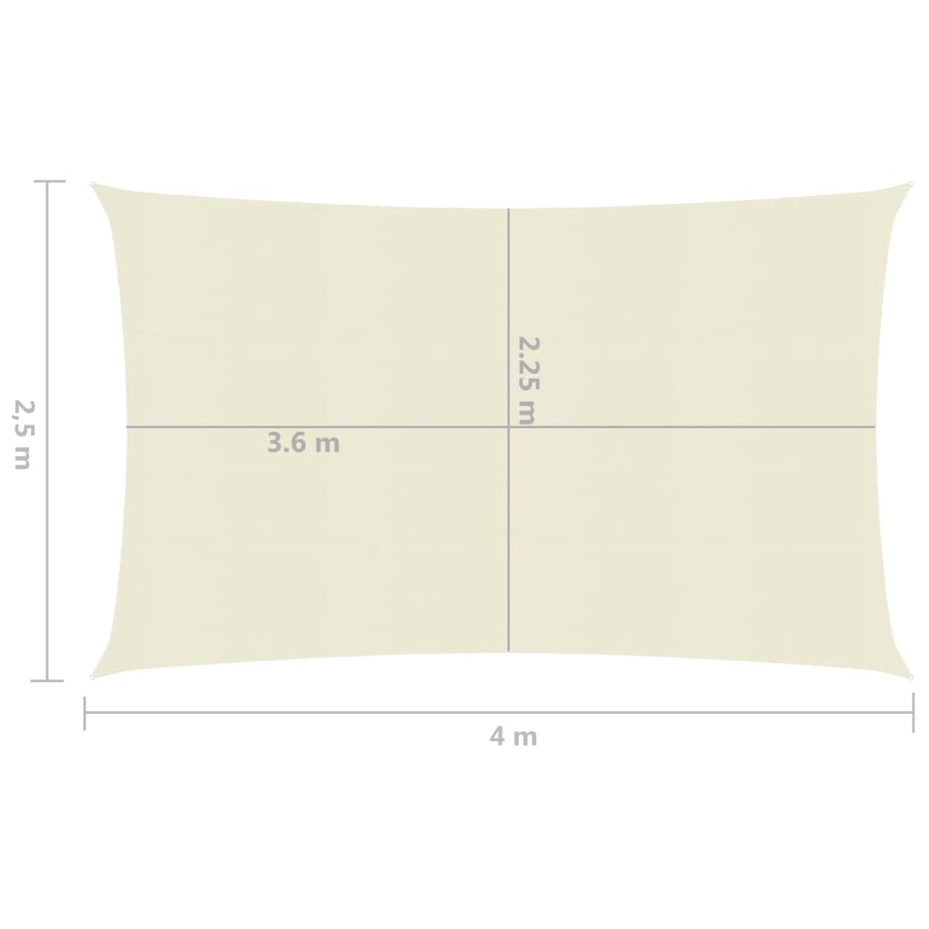 Pânză parasolar, crem, 2,5 x 4 m, HDPE, 160 g/m²