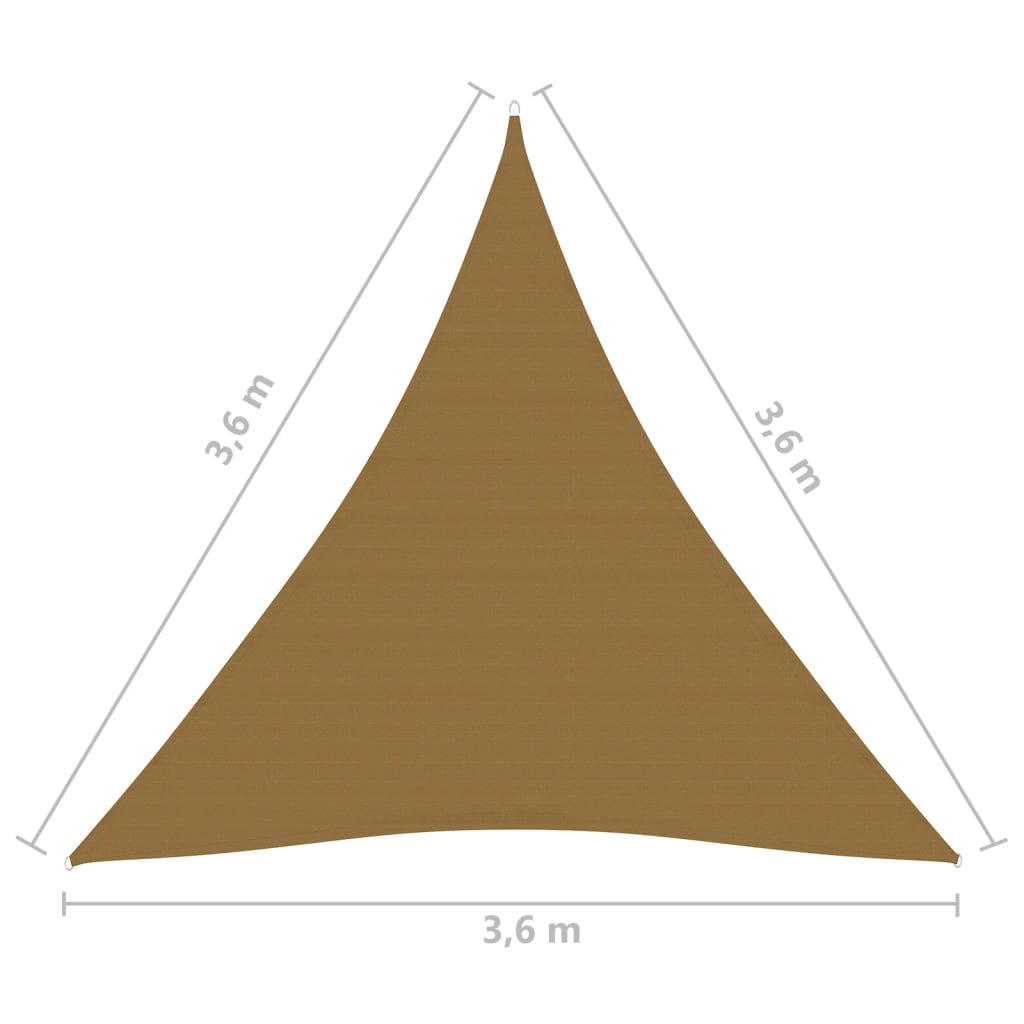 Pânză parasolar, gri taupe, 3,6x3,6x3,6 m, HDPE, 160 g/m²