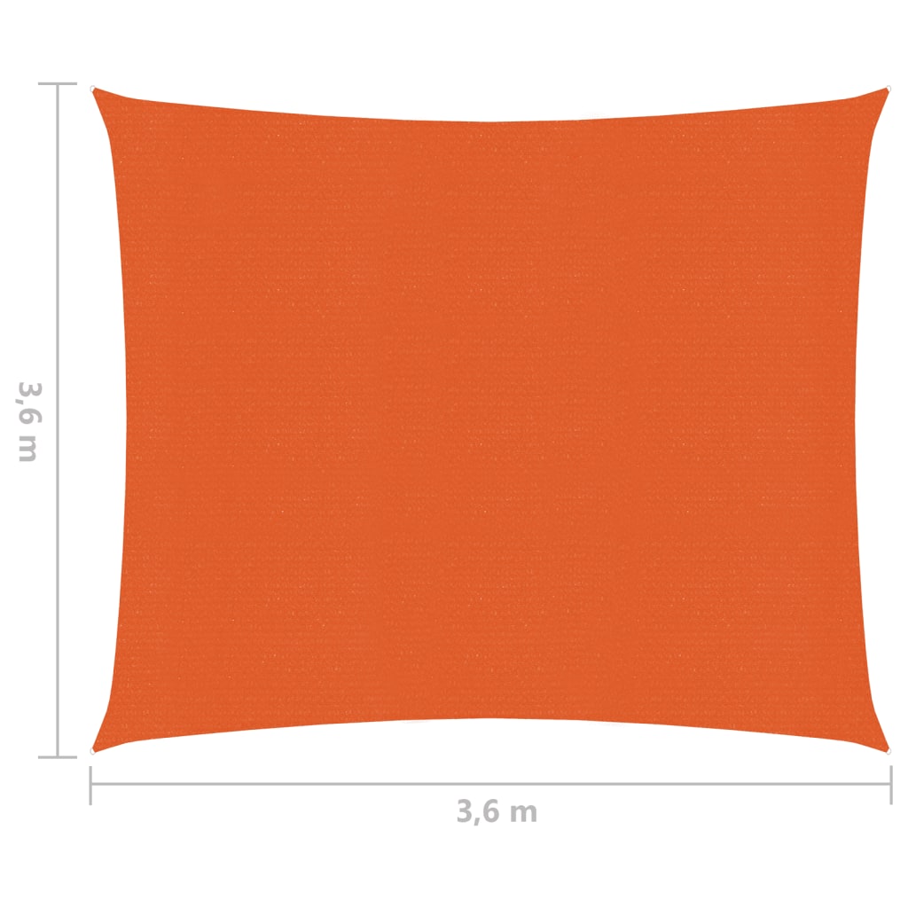 Pânză parasolar, portocaliu, 3,6x3,6 m, HDPE, 160 g/m²