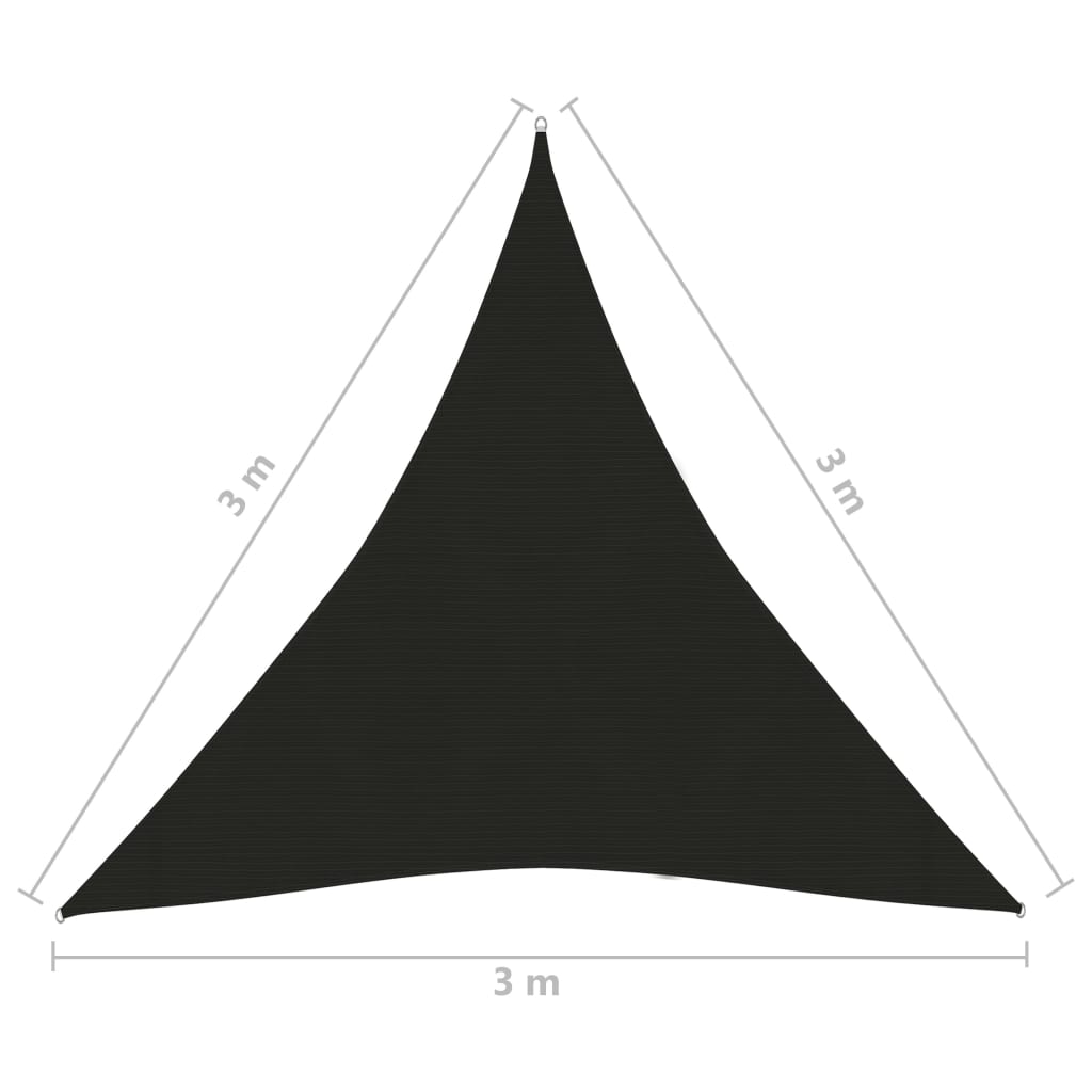 Pânză parasolar, negru, 3x3x3 m, HDPE, 160 g/m²