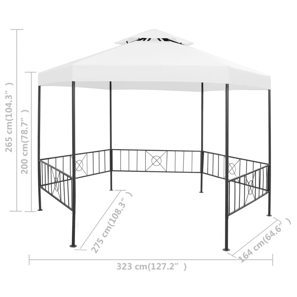 Pavilion de grădină, alb, 323 x 275 x 265 cm, 180 g/m²