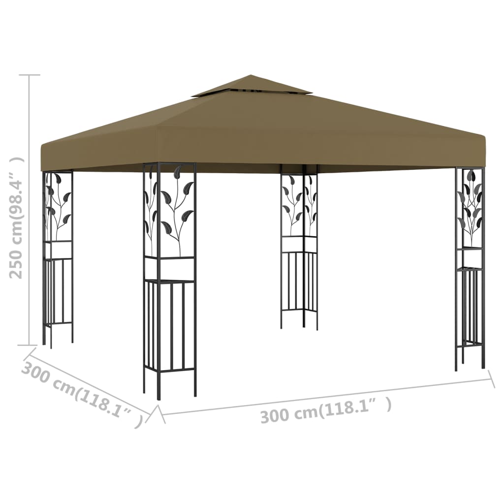 Pavilion de grădină, gri taupe, 3 x 3 m, 180 g/m²