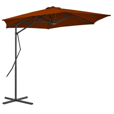 Umbrelă de exterior cu stâlp din oțel, teracota, 300x230 cm
