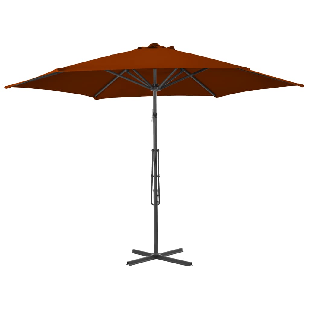 Umbrelă de exterior cu stâlp din oțel, teracota, 300x230 cm